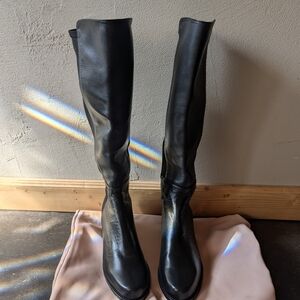 Stuart Weitzman Black Leather Over-the-Knee Boots